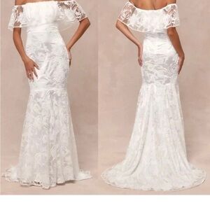 Elegant White Lace Off-Shoulder Dress